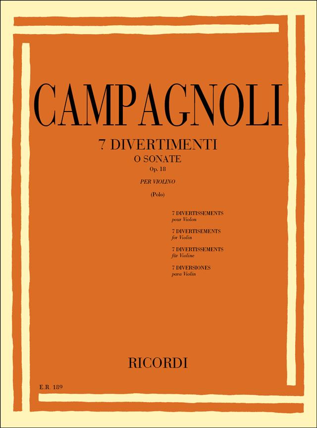 Campagnoli: 7 Divertimenti Opus 18 for Violin published by Ricordi
